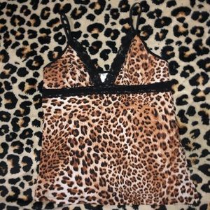 2000s lace cheetah print tank top